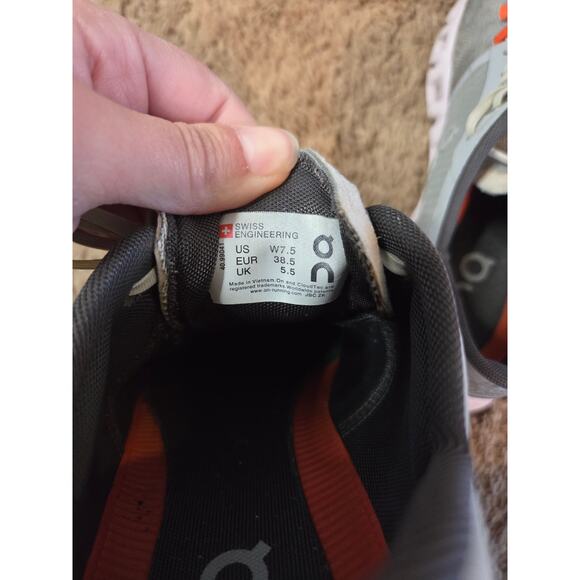 On Running cloud x alloy lily grey orange womens running sneaker on clouds 7.5 - Picture 8 of 8